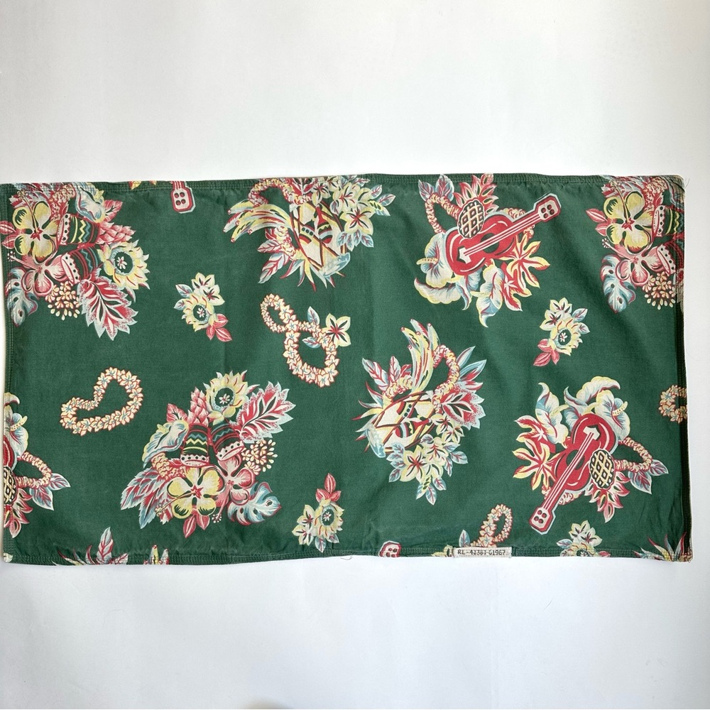 Ralph Lauren Vintage King Pillow Sham Green Hawaiian Leis Floral Tropical